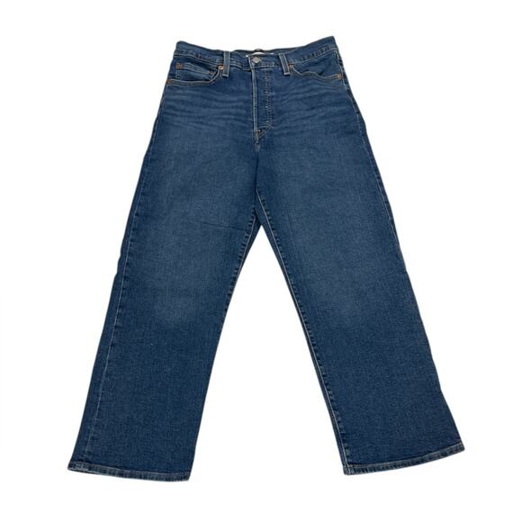 Levi's Womens 30 Ribcage Straight Ankle High Waist Denim Jeans Minimalist Casual - Picture 1 of 9